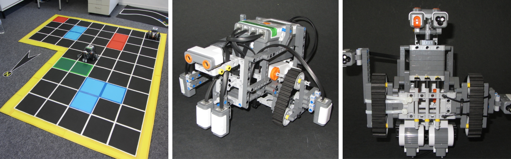A collage of three images that visually representing the project about Robotics: Cartographer based on LEGO Mindstorms.