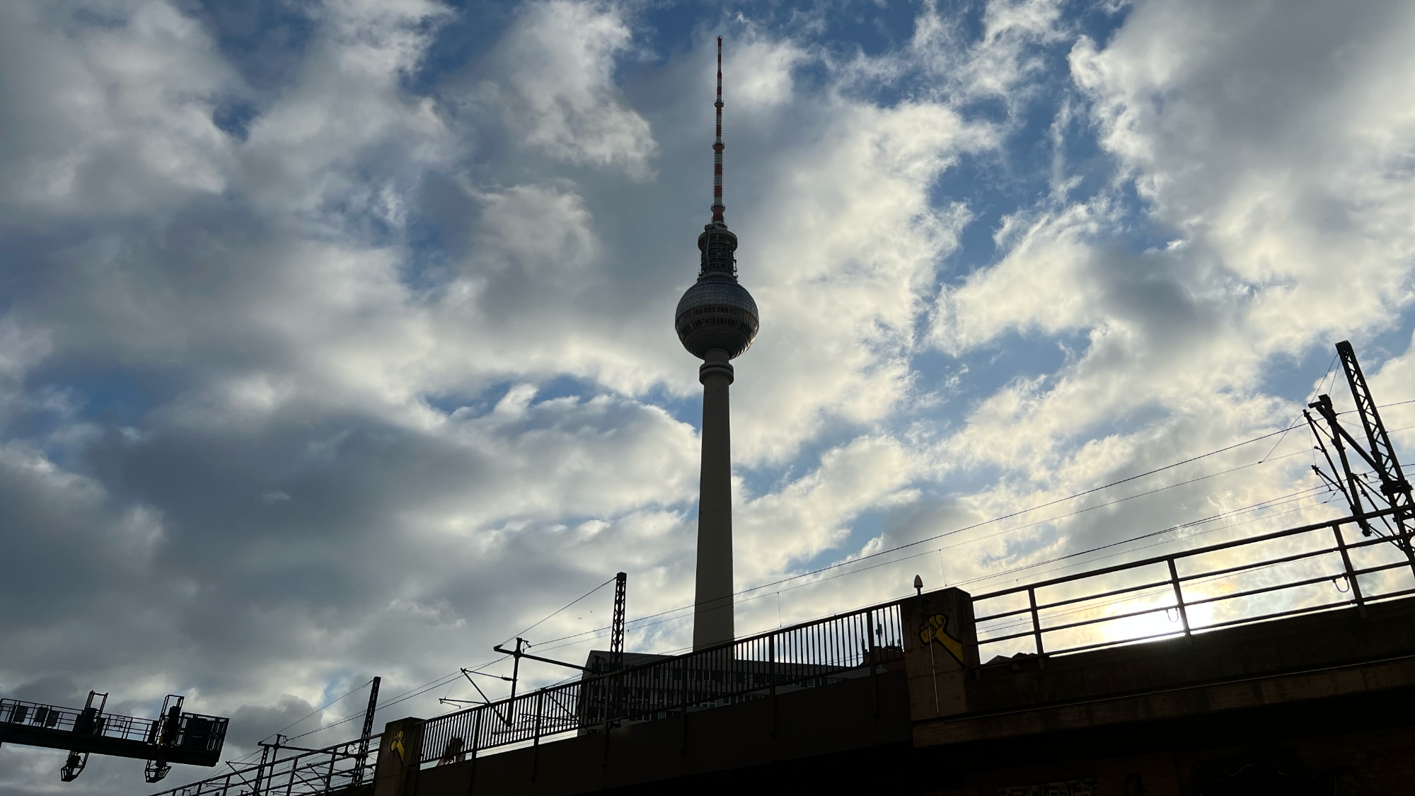 A photo taken at the Fernsehturm in Berlin.